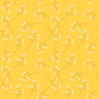 motif harmonieux d'été lumineux avec petit imprimé blanc de baies aléatoires. fond jaune. œuvres d'art saisonnières. vecteur