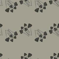 motif harmonieux de style minimaliste avec imprimé champignon psilocybe semilanceata doodle. fond gris. vecteur