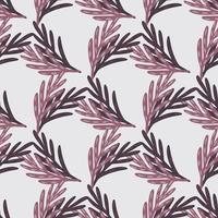 motif de style géométrique sans couture avec doodle violet laisse des formes de branches. fond gris clair. vecteur