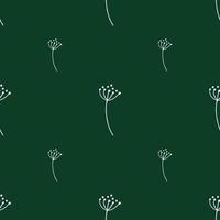 modèle sans couture de botanique minimaliste avec ornement de contour de baie de rowan. fond vert. vecteur