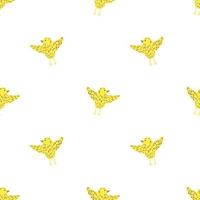 motif de doodle sans couture isolé avec des silhouettes d'oiseaux jaunes simples. fond blanc. vecteur