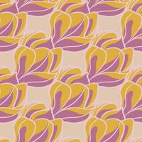 motif sans couture avec imprimé de fleurs de magnolia aux contours orange. vecteur