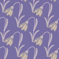 décor nature motif harmonieux avec imprimé bluebell doodle profilé. fond pastel violet. style simple. vecteur