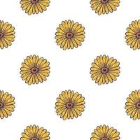modèle sans couture isolé avec des éléments simples jaune tournesol. bourgeons floraux doodle toile de fond. vecteur