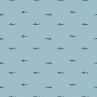 modèle sans couture requin tigre fond bleu pastel. gris texturé de poissons marins à toutes fins. vecteur