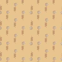 motif de doodle sans couture abstraite de petites fleurs. fond beige. toile de fond marguerite. vecteur