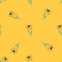 motif botanique sans couture dans un style minimaliste avec un simple ornement de fleurs. oeuvre de couleur jaune d'été. vecteur