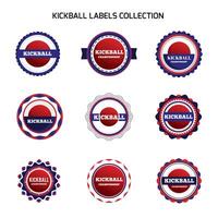 Étiquettes et badges de kickball vecteur