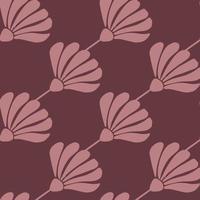 motif décoratif sans couture avec impression de silhouettes de fleurs vintage doodle. palette de couleur marron et rose. vecteur