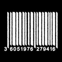 code à barres isolé sur fond noir. code de numérisation de produit universel dans le style doodle. vecteur