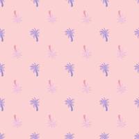 motif décoratif sans couture avec des silhouettes de sute de palmier pastel violet. fond rose clair. vecteur