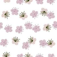 plantes de printemps modèle sans couture sur fond blanc. modèle floral de vecteur dans un style doodle avec des fleurs.