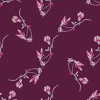 magnolias de modèle sans couture sur fond violet. belle texture avec des fleurs rouge vif. vecteur