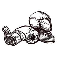 croquis de gants de boxe isolé. équipement sportif pour la boxe dans un style dessiné à la main. vecteur