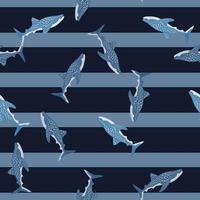 modèle sans couture de requin baleine dans un style scandinave. fond d'animaux marins. illustration vectorielle pour enfants textile drôle. vecteur