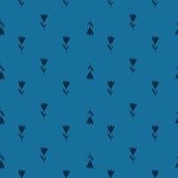 petit motif de doodle sans couture de fleurs de tulipe. fond bleu marine. oeuvre florale abstraite. vecteur