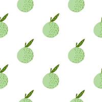 motif de fruits sans couture isolé avec des silhouettes de pomme pastel vert. fond blanc. impression d'aliments sains. vecteur