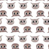 motif de hibou sans couture dans un style à main levée. tête d'animaux sur fond coloré. illustration vectorielle pour le textile. vecteur