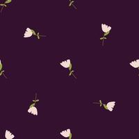 motif harmonieux sombre de style printanier avec imprimé de fleurs blanches minimalistes. fond violet. imprimé floral. vecteur