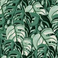 arrière-plan aléatoire de motif tropical sans soudure. décoration de texture abstraite avec feuille de monstera de couleur verte différente. vecteur