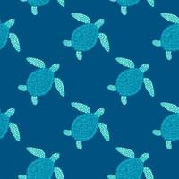 tortues de mer à motif sans couture. jolie tortue marine dans un style doodle. vecteur