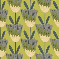 motif floral abstrait pastel sans couture avec des fleurs simples. fond pastel vert. vecteur