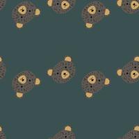 motif d'ours sans couture dans un style à main levée. tête d'animaux sur fond coloré. illustration vectorielle pour le textile. vecteur