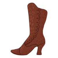 bottes antiques isolés sur fond blanc. chaussures vintage couleur marron dans un style doodle. vecteur