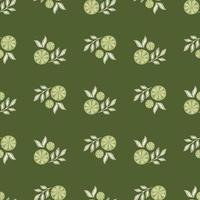 modèle sans couture de nourriture saisonnière d'été avec des formes abstraites de tranches de citron. fond vert. vecteur