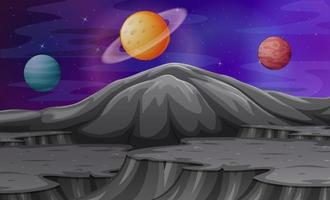 paysage dans les montagnes de mars avec d'autres planètes vecteur