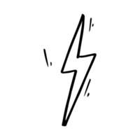 illustrations de croquis de symbole d'éclair électrique doodle vecteur dessiné à la main. icône de doodle de symbole de tonnerre.