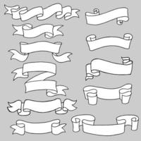 ensemble d'illustrations de bannière de ruban de doodle vectoriel dessinés à la main.