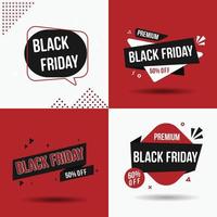 bannière de vente du vendredi noir design impressionnant rouge et noir vecteur