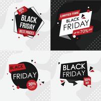 bannière de vente du vendredi noir design impressionnant rouge et noir vecteur