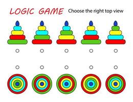 pyramide de jouet vue de dessus de jeu logique. carte d'éducation pour les enfants. vecteur