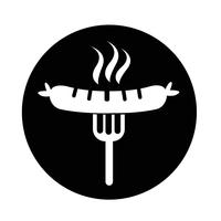 Saucisse grillée avec une icône de fourchette vecteur