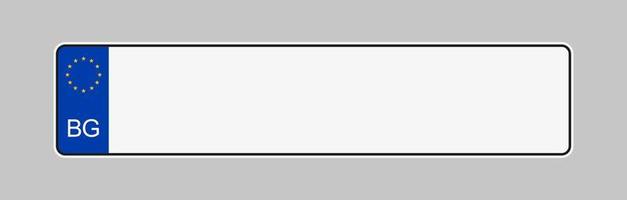 plaque d'immatriculation de la bulgarie. vecteur de cadre de plaques d'immatriculation de véhicule isolé. modèle de plaque d'immatriculation de voiture bulgare