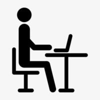 icône de bureau. homme travaillant sur ordinateur vector illustration isolé sur fond blanc