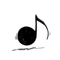 illustration vectorielle de note entière dessinée à la main, style de dessin d'art en ligne. signe de minimalisme et symbole de la musique.doodle vecteur