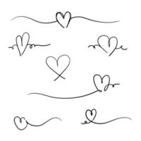 dessiné de dessin au trait continu de signe d'amour avec coeur embrasser la conception de minimalisme sur fond blanc doodle vecteur