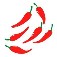 piment dessiné à la main. piments rouges chauds, dessin animé piment mexicain ou illustration de piments, vecteurs paprika. griffonnage vecteur