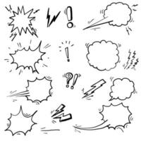collection d'éléments de doodle dessinés à la main. discours de bulle, boum, vecteur de style wow.doodle
