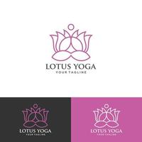 lotus yoga pose modèle de vecteur de conception de logo de fleur. icône de concept logotype santé beauté spa.