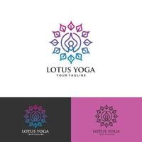 lotus yoga pose modèle de vecteur de conception de logo de fleur. icône de concept logotype santé beauté spa.