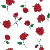 modèle sans couture de roses rouges sur fond blanc vecteur
