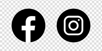 facebook et instagram rond logo noir isolé sur fond transparent.