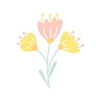 jolie fleur de printemps rose jaune, élément décoratif, illustration vectorielle à plat vecteur