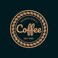 étiquette de logo de café doré de qualité supérieure vecteur