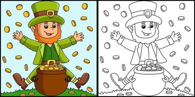 vecteur de page de coloriage de lutin de saint patricks day