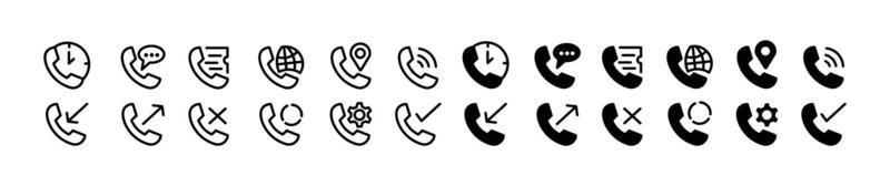 icône d'appel contactez-nous logo de l'application mobile principale. noir linéaire icône symbole téléphone mobile entrant entrant vecteur